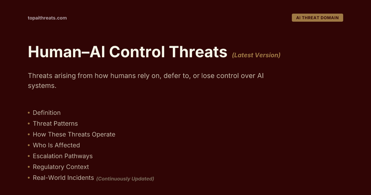 Human–AI Control Threats | TopAIThreats