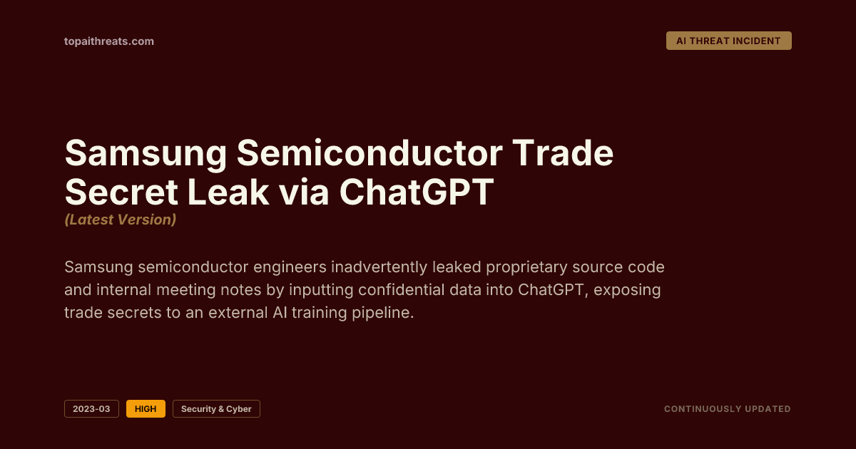 Samsung Semiconductor Trade Secret Leak via ChatGPT