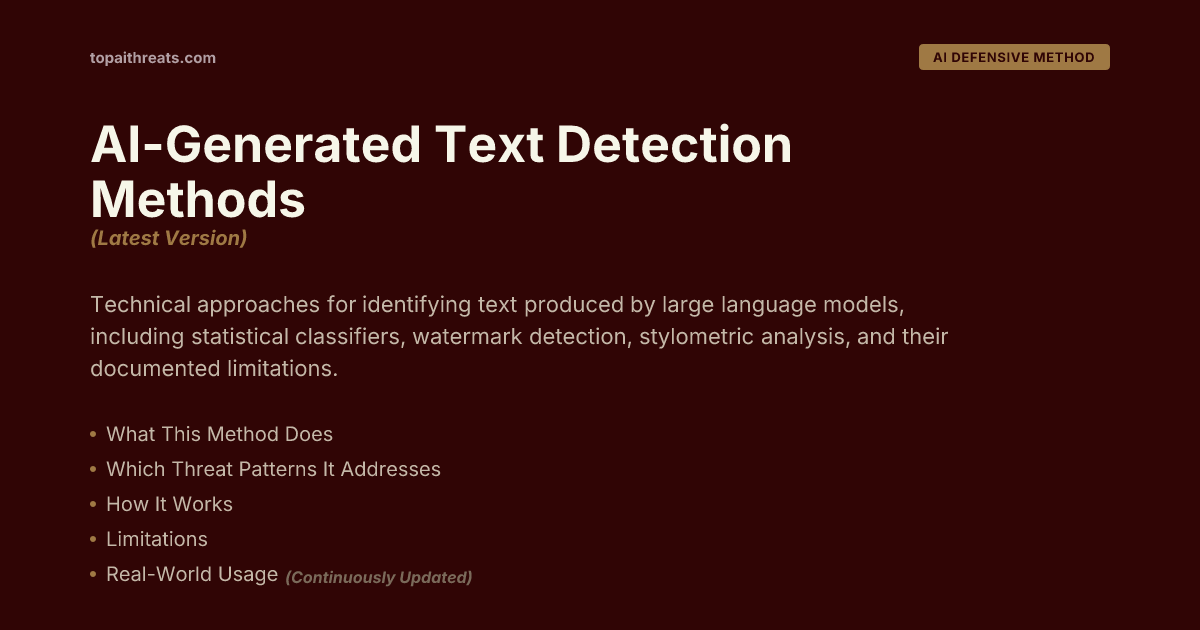AI-Generated Text Detection Methods | TopAIThreats