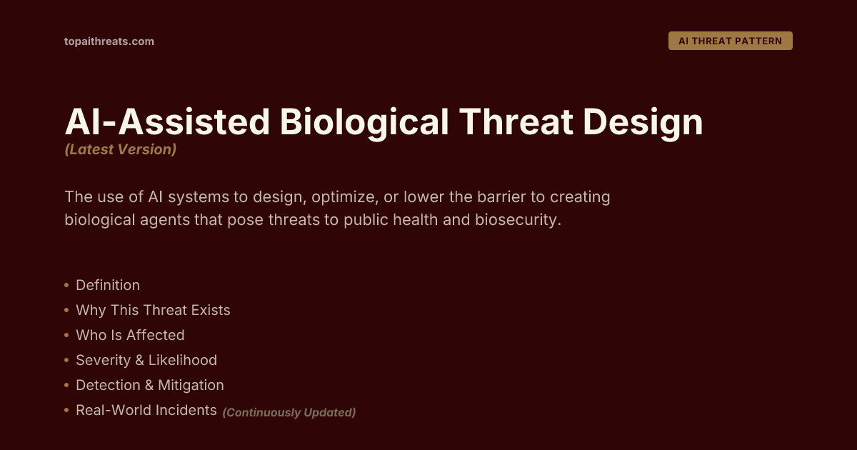AI-Assisted Biological Threat Design | TopAIThreats