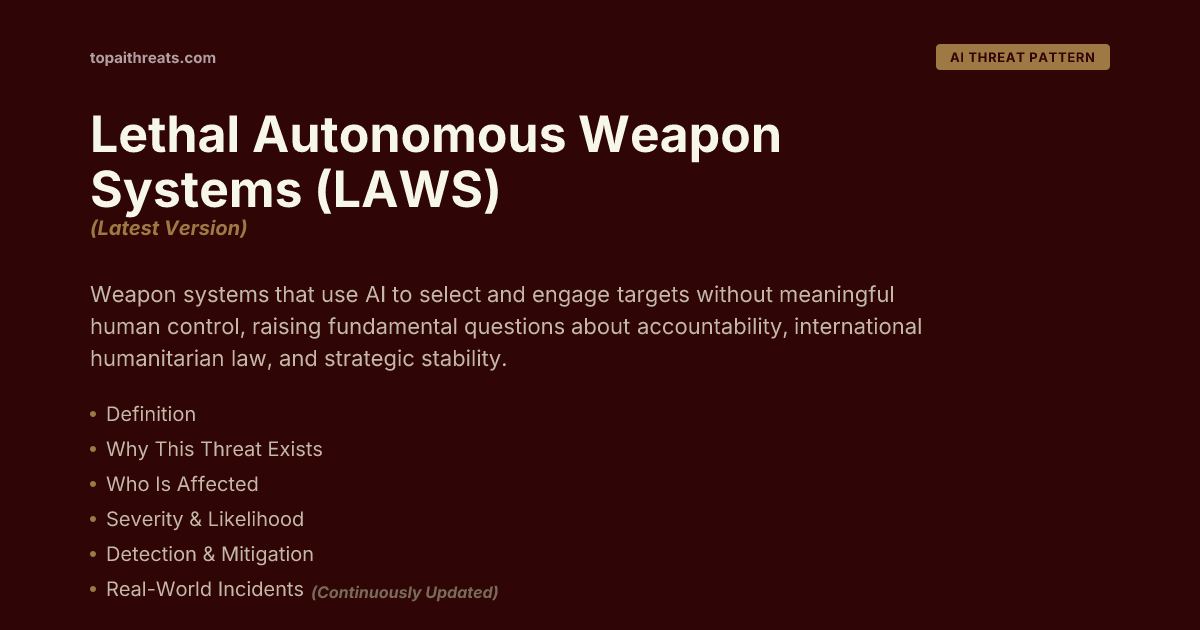 Lethal Autonomous Weapon Systems (LAWS) | TopAIThreats