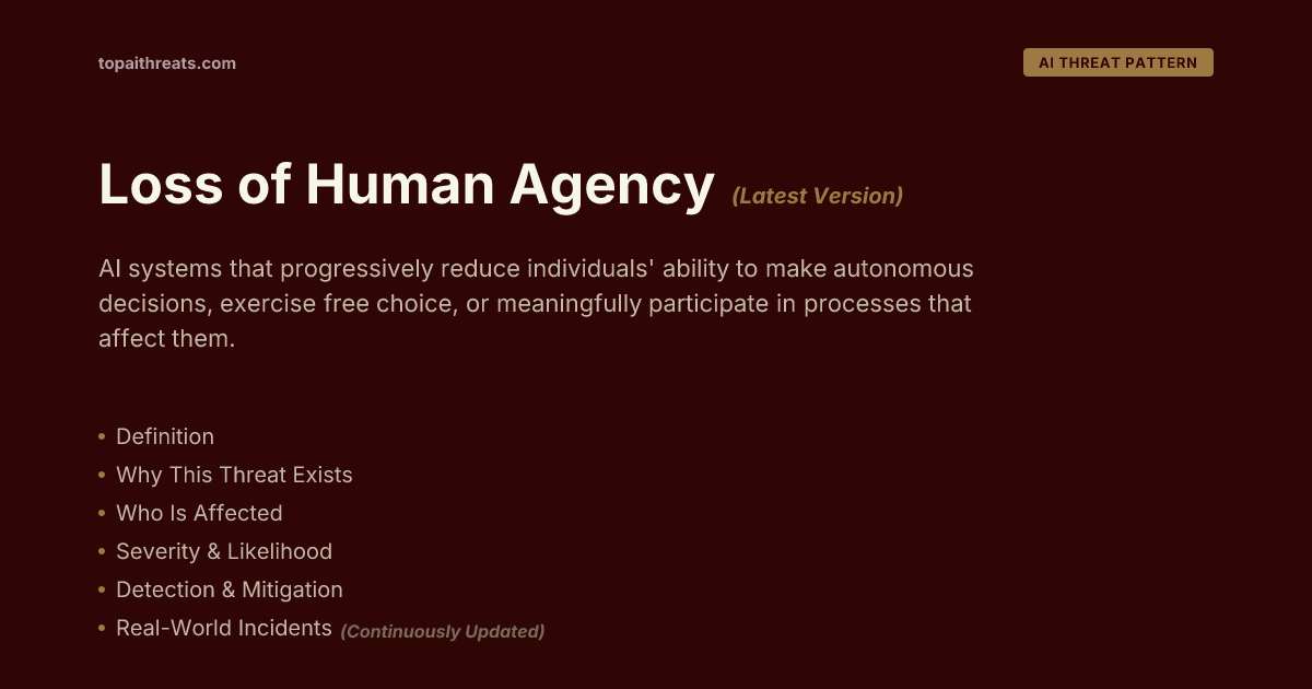 Loss of Human Agency | TopAIThreats